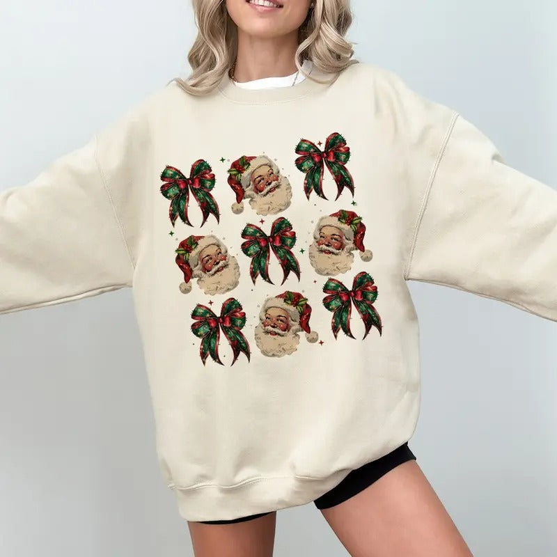Christmas Coquette Santa Sweatshirt, Christmas Season T Shirt, Retro Christmas Shirt, Christmas 2024 Shirt, Christmas...