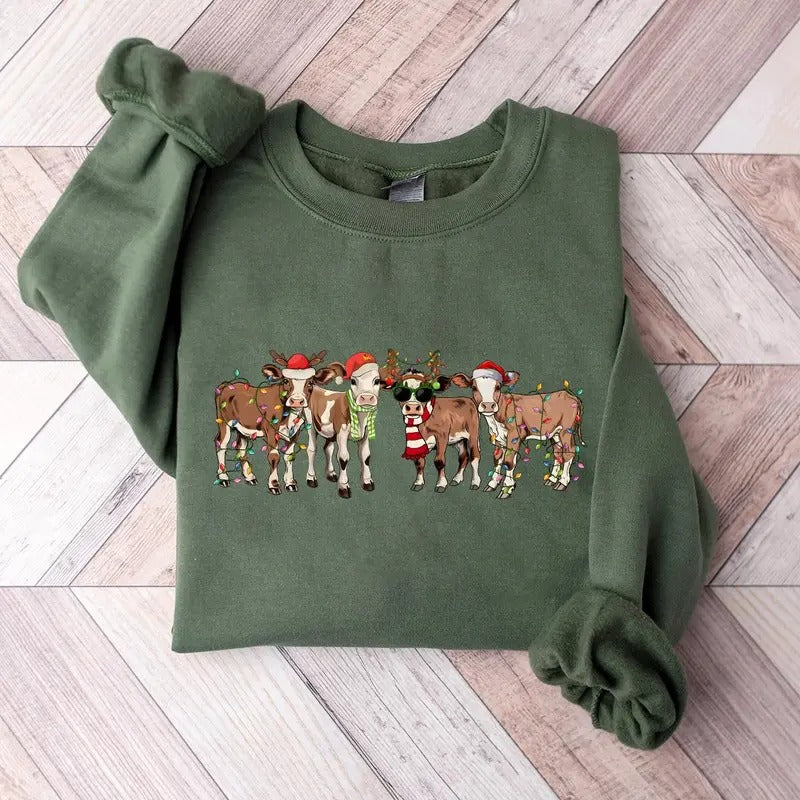 Christmas Cows Sweatshirt, Hoodie, Tshirt, Cute Christmas 2024 Gifts | TeeBloomCo.com