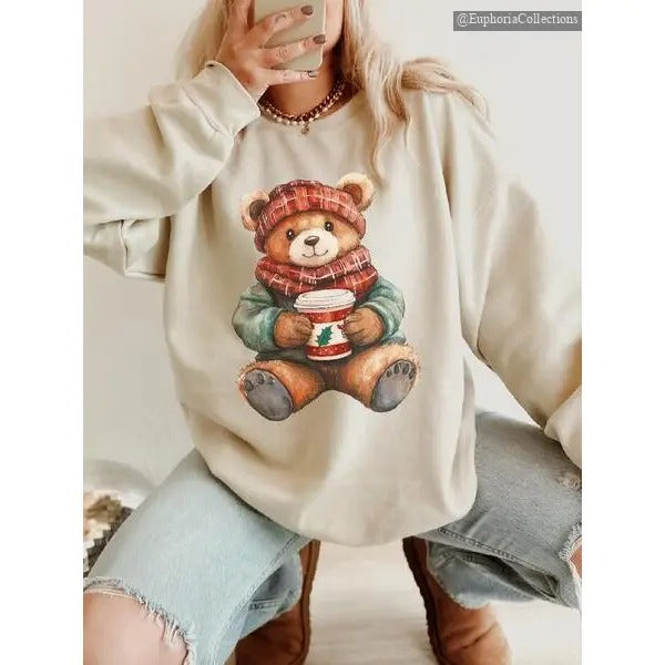 Christmas Cuddle Bear Cute T-Shirt, Sweater, Hoodie, Unisex Apparel Relaxed Fit Printed In The USA Clothing Womenswear ,...