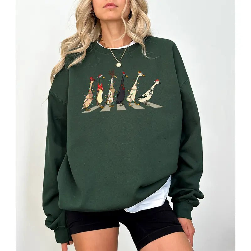 Christmas Ducks Sweatshirt, Duck Christmas Shirt For Women, Funny Animals Christmas Sweatshirt Hoodie | TeeBloomCo.com