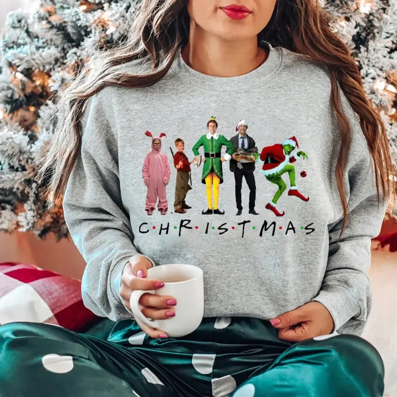 Christmas Friends Sweatshirt, Christmas Movie Watching Tee Shirt, Christmas Movie Characters T-Shirt, Christmas Party...