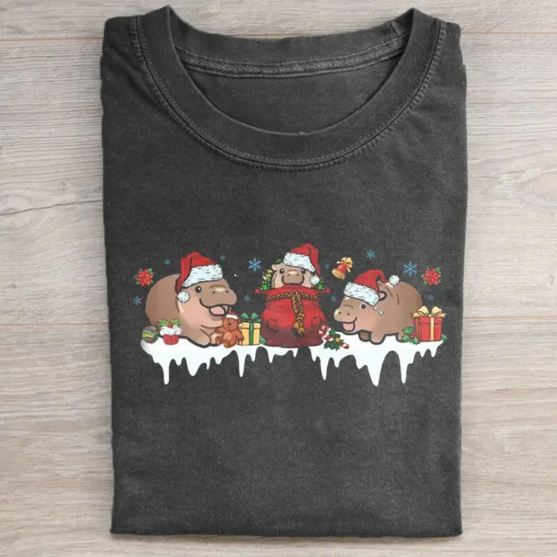 Christmas Funny Moo Deng T-shirt, Funny Christmas Tee Hoodie, Sweatshirt | TeeBloomCo.com