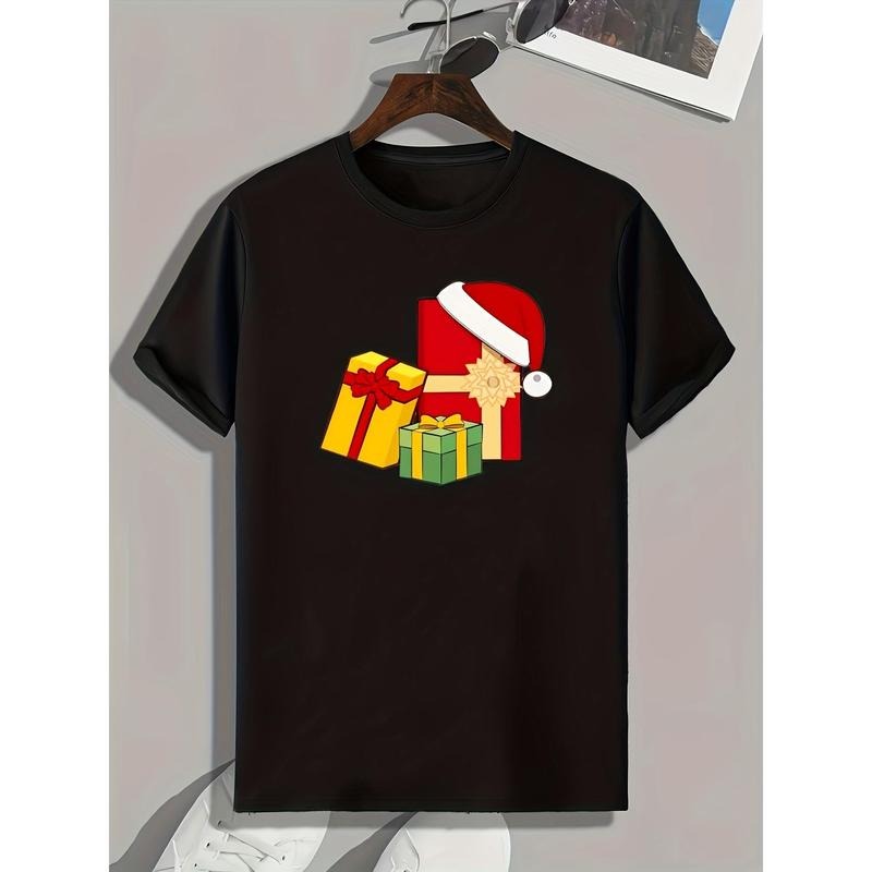 Christmas Gift Print, Men's Graphic T-shirt, Casual Comfy Tees For Summer, Mens Clothing made in usa Hoodie, Sweatshirt