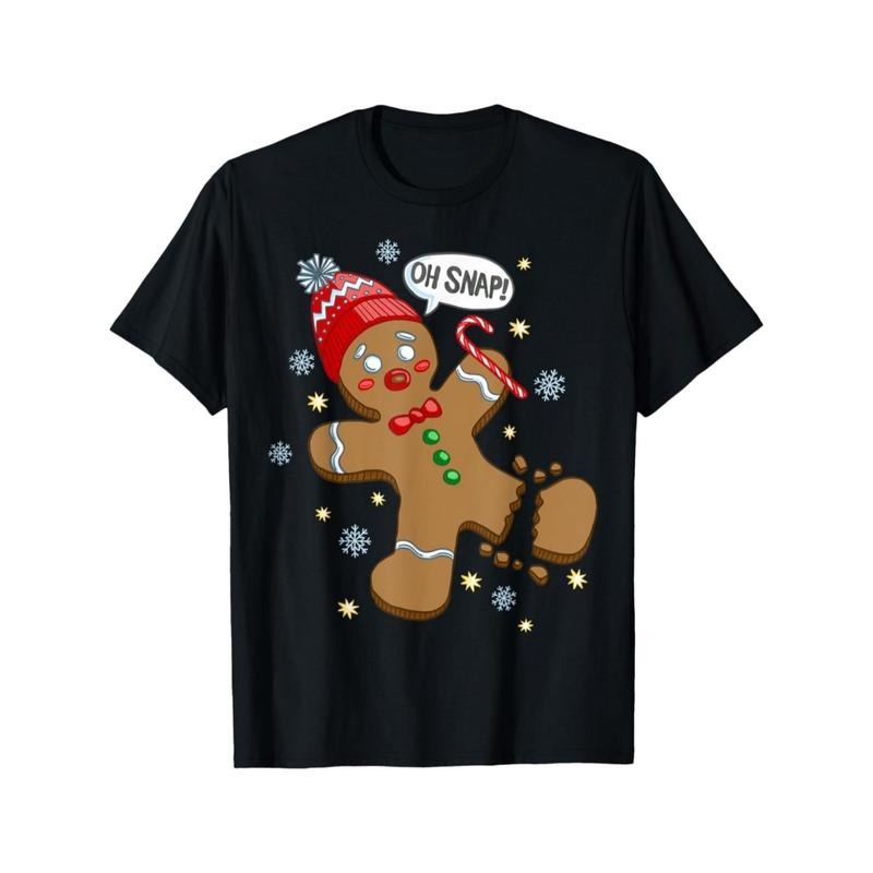 Christmas Gingerbread Man Printed Boys Round Neck Short Sleeve T-Shirt made in usa Hoodie, Sweatshirt | TeeBloomCo.com