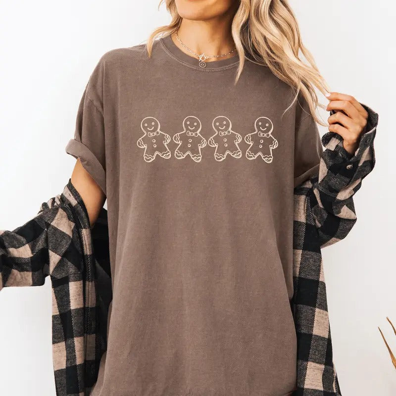 Christmas Gingerbread TShirt, Cute Holiday Gift, Comfort Colors Shirt, Casual Graphic Tee Hoodie, Sweatshirt | TeeBloomCo.com
