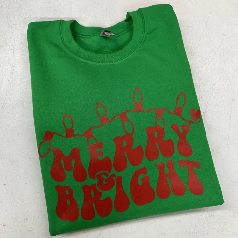 Christmas Merry & Bright Sweatshirt T-Shirts, Hoodie | TeeBloomCo.com