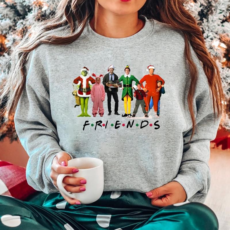 Christmas Movie Sweatshirt, Christmas Movies Characters Crewneck Christmas Friends Hoodie, Vintage Movie Sweater, Winter...