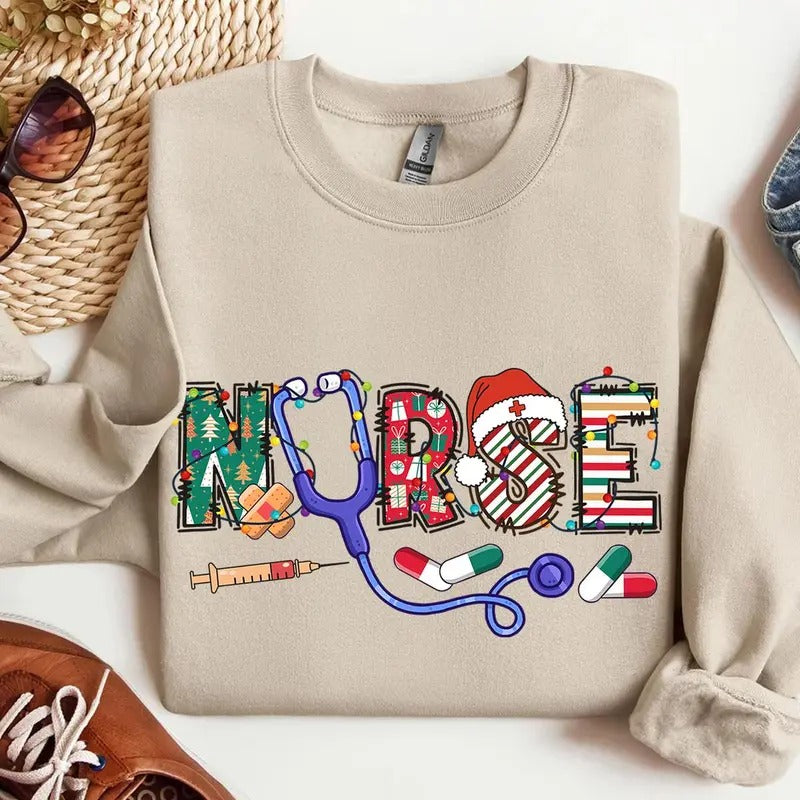 Christmas Nursing Sweatshirt, Nurse Christmas Sweater, Nurse Holiday Shirt, Christmas Gift for Nurse, Unisex Shirt, Gift...