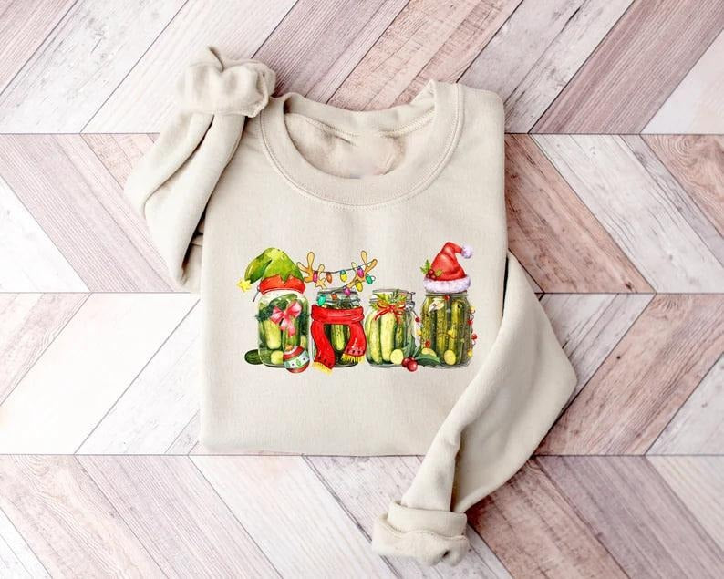Christmas Pickle Sweatshirt, Funny Christmas Pickle Shirt, Retro Canned Pickles Shirt, Pickle Lover Shirt, Christmas...