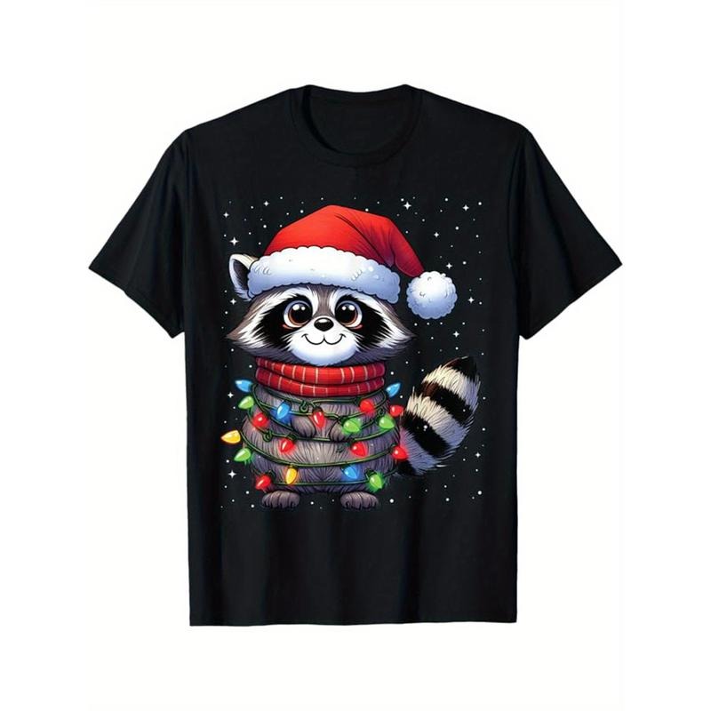 Christmas Printed, Men's Cotton T-shirt, Graphic Tee Men's Xmas Outdoor Clothes, Men's Clothing, Casual Short Sleeve Crew...