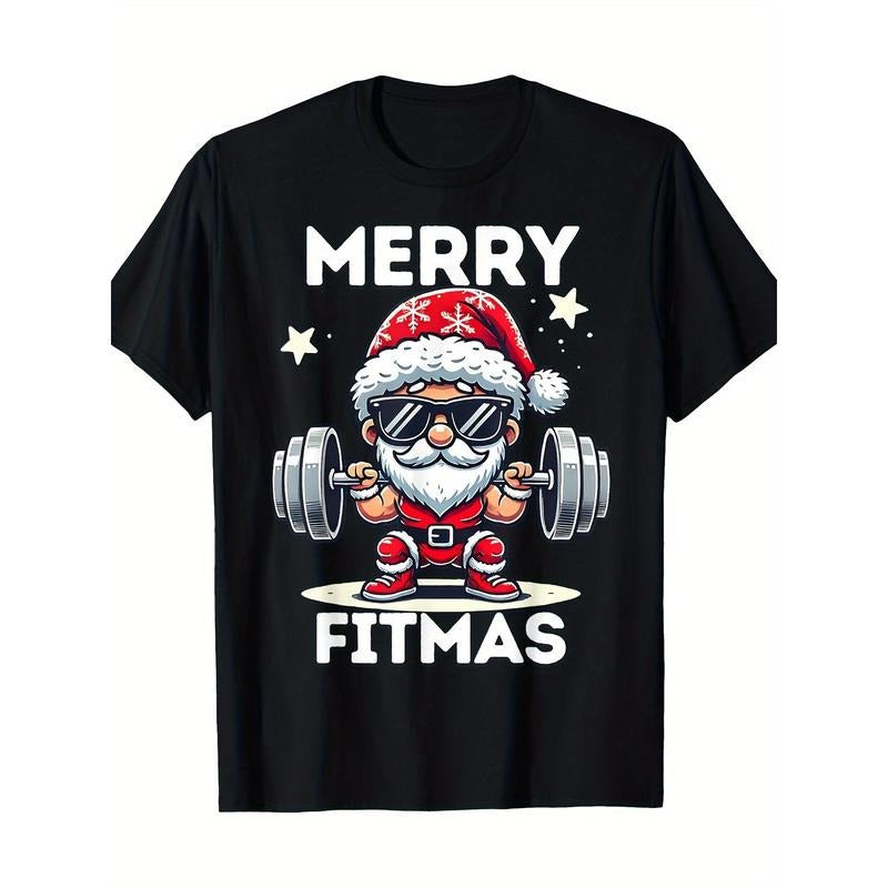 Christmas Santa Xmas Fitness Ugly Christmas Merry Fitmas T-Shirt - 220g made in usa Hoodie, Sweatshirt | TeeBloomCo.com