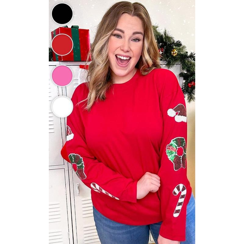 Christmas Sparkle Sleeve Boyfriend Long Sleeve T-Shirt Hoodie, Sweatshirt | TeeBloomCo.com