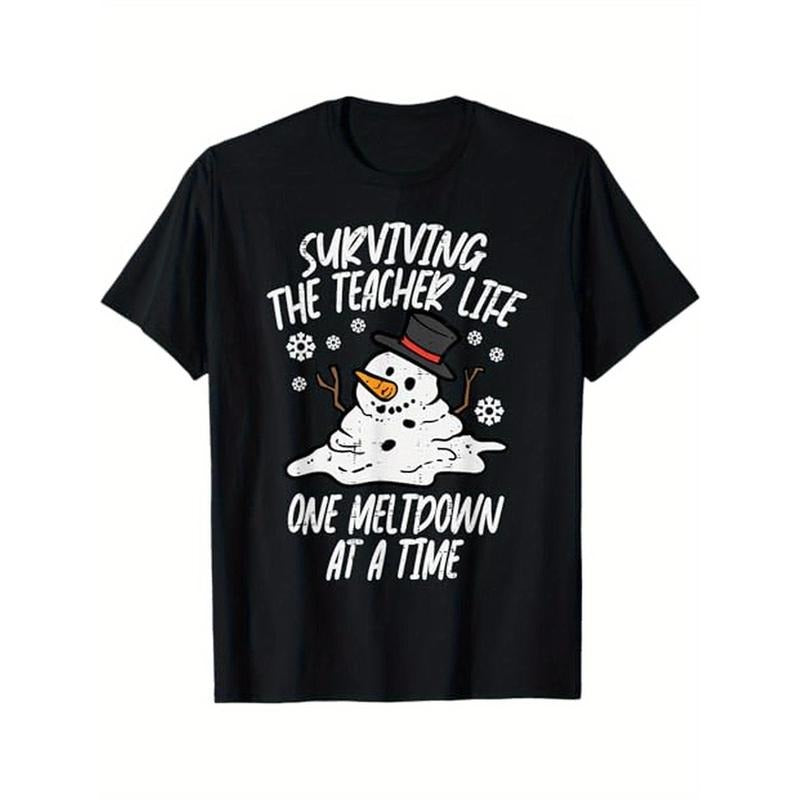 Christmas Surviving Teacher Life Meltdown Xmas Women Men T-Shirt, 100% Cotton, Gift for Men Women Dad Mom Friends,...