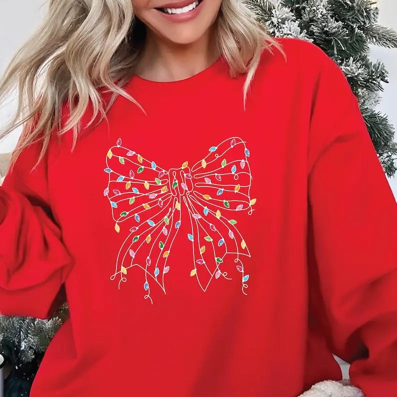 Christmas Sweatshirt Christmas Bow Shirt Winter Sweater Holiday Sweatshirt Hoodie | TeeBloomCo.com