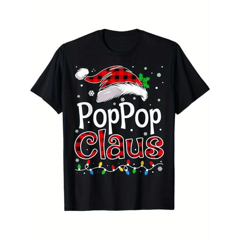 Christmas T-Shirt for Men, 100% Cotton Casual Round Neck Tee, Festive Print with Christmas Lights, Stretch Fabric,...