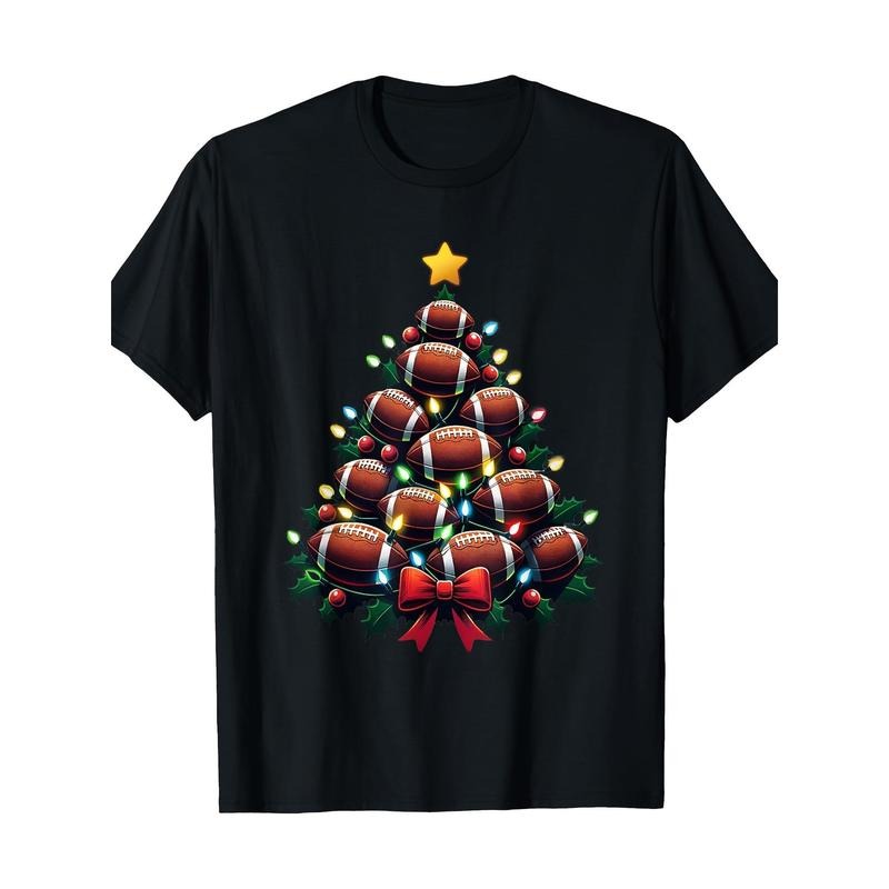 Christmas Tree American Football Lights Merry Xmas Pajama T-Shirt100% Cotton, 220g. made in usa T-Shirts, Hoodie, Sweatshirt