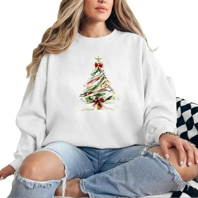 Christmas Tree Bow Shirt, Christmas Coquette Sweatshirt for Women, Christmas Tree Tshirt, Xmas Party Shirt, Christmas...