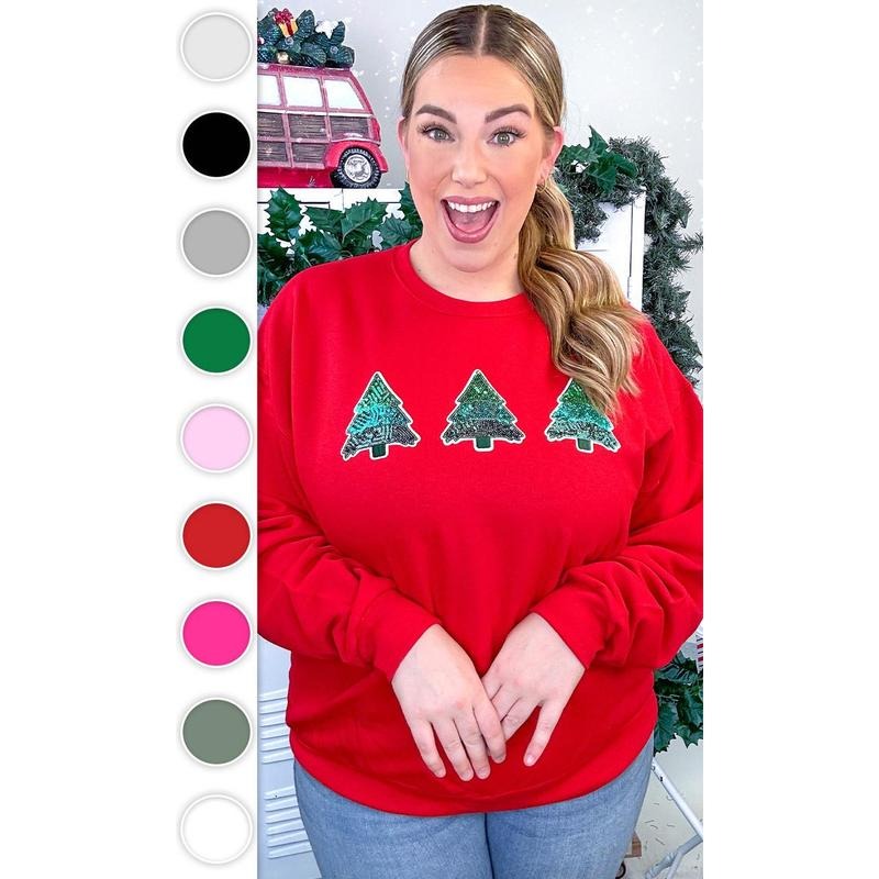 Christmas Tree Sparkle Sequin Graphic Sweatshirt T-Shirts, Hoodie | TeeBloomCo.com