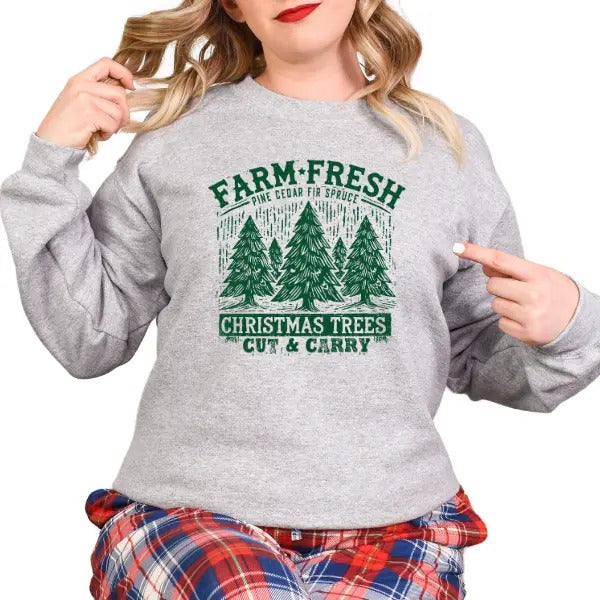Christmas Trees 'Cut and Carry' Sweatshirt - Traditional Holiday Design | Cozy and Festive Christmas Trees Graphic |...