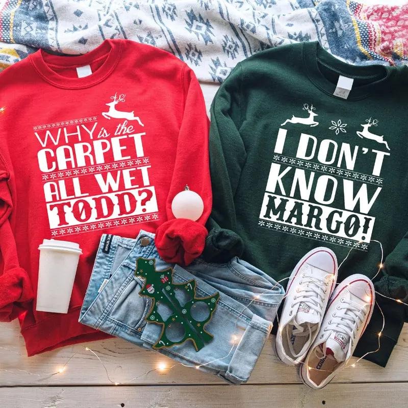 Christmas Vacation Todd And Margo Sweatshirt, Couple Christmas Shirts, National Lampoon Christmas Wife and Husband...