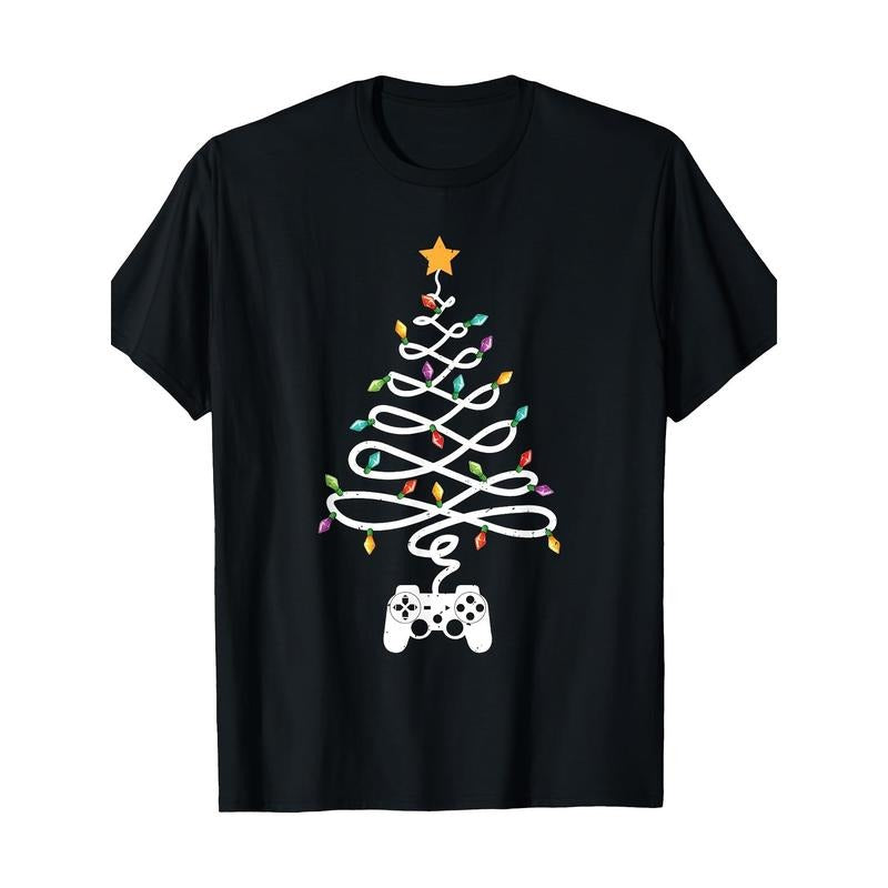 Christmas Video Game Christmas Tree Game Enthusiasts Video Game Player T-shirt 100% Cotton, 220G. made in usa Hoodie,...