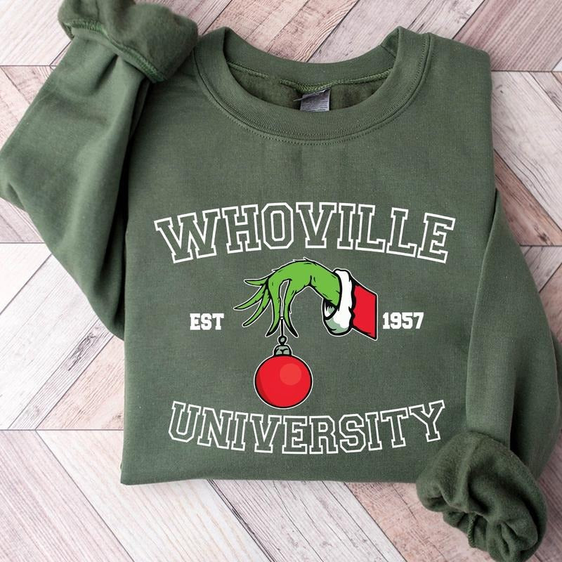 Christmas Whoville University Est 1957 Crewneck Sweatshirt, Hoodie, T-shirt, Cute Christmas Gifts | TeeBloomCo.com