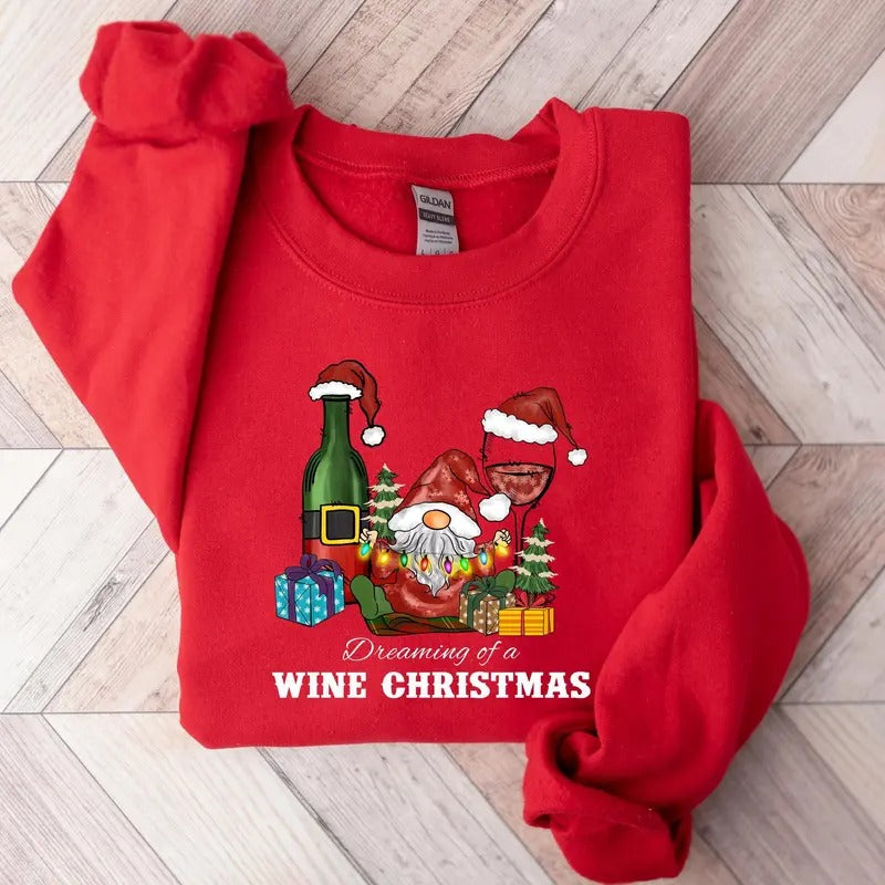 Christmas Wine Shirt, Merry Christmas Tee, Wine Lover Gift Christmas Party Tee, Santa Wine Glass, Cheers Christmas Tee,...