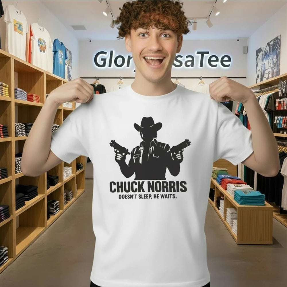Chuck Norris He Doesnt Sleep He Waits Shirt