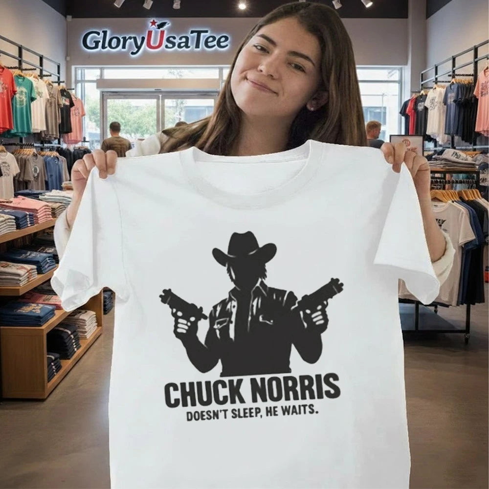 Chuck Norris He Doesnt Sleep He Waits Shirt