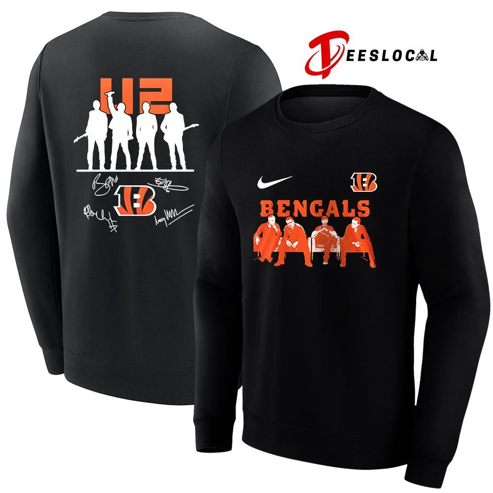 Cincinnati Bengals x U2 band signature silhouette shirt