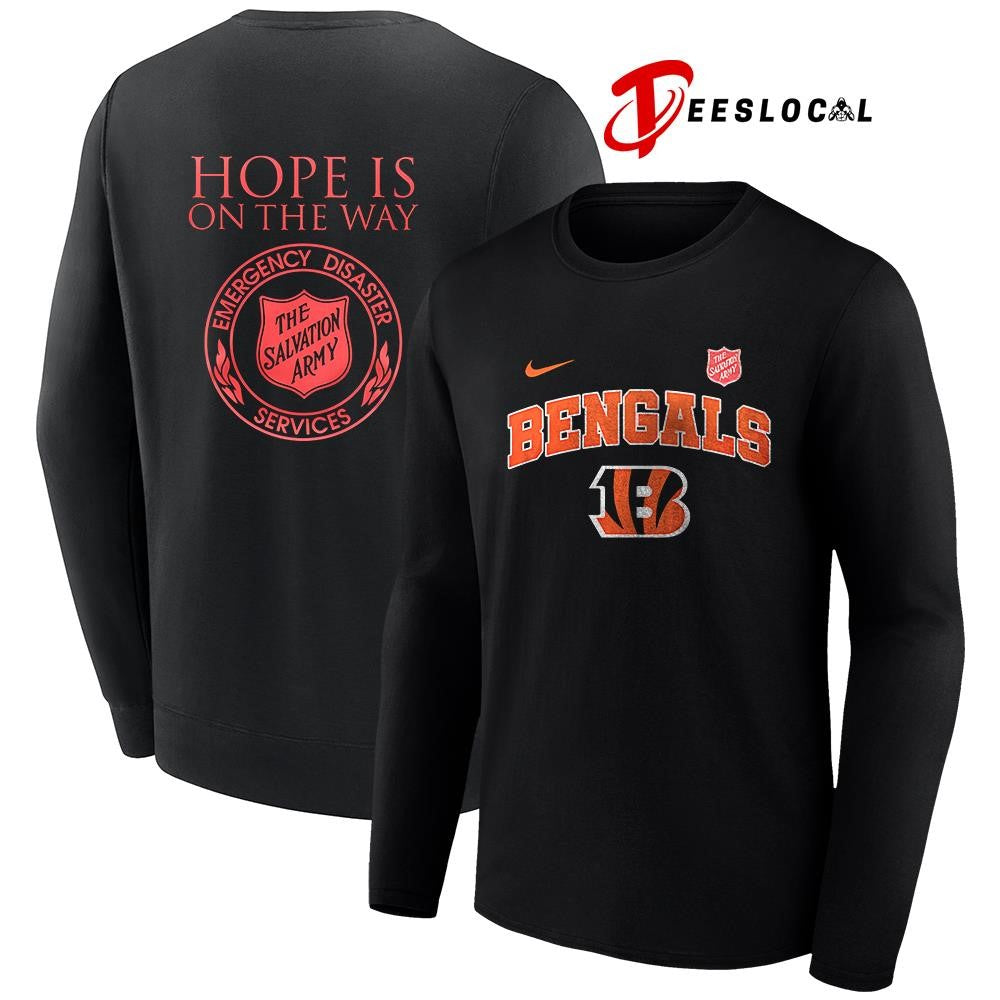 Cincinnati Bengals x the Salvation army hope is on the way emergency diaster services logo shirt