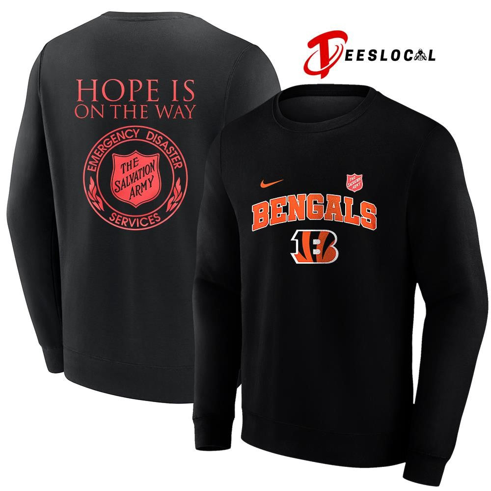 Cincinnati Bengals x the Salvation army hope is on the way emergency diaster services logo shirt