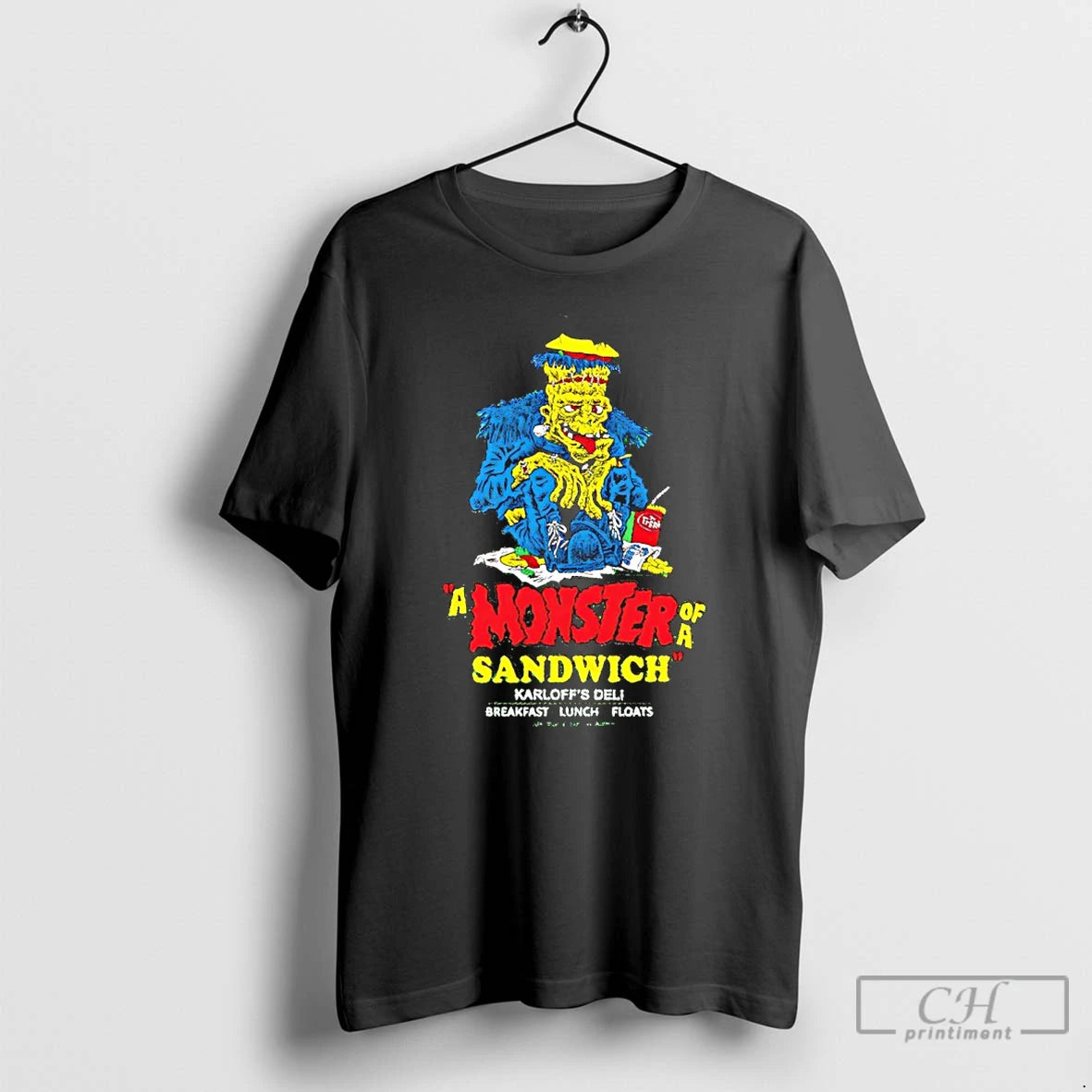 Classic A Monster Of A Sandwich Karloffs Deli Breakfast Lunch Floats T-Shirts, Hoodie, Sweatshirt | TeeBloomCo.com