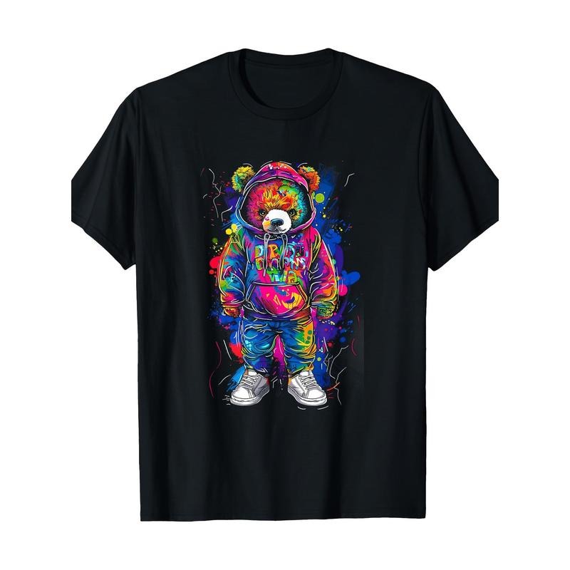 Classic Art Teddy Fun Animal Color Astronaut Bear T-shirt -100% cotton Made in USA Hoodie, Sweatshirt | TeeBloomCo.com