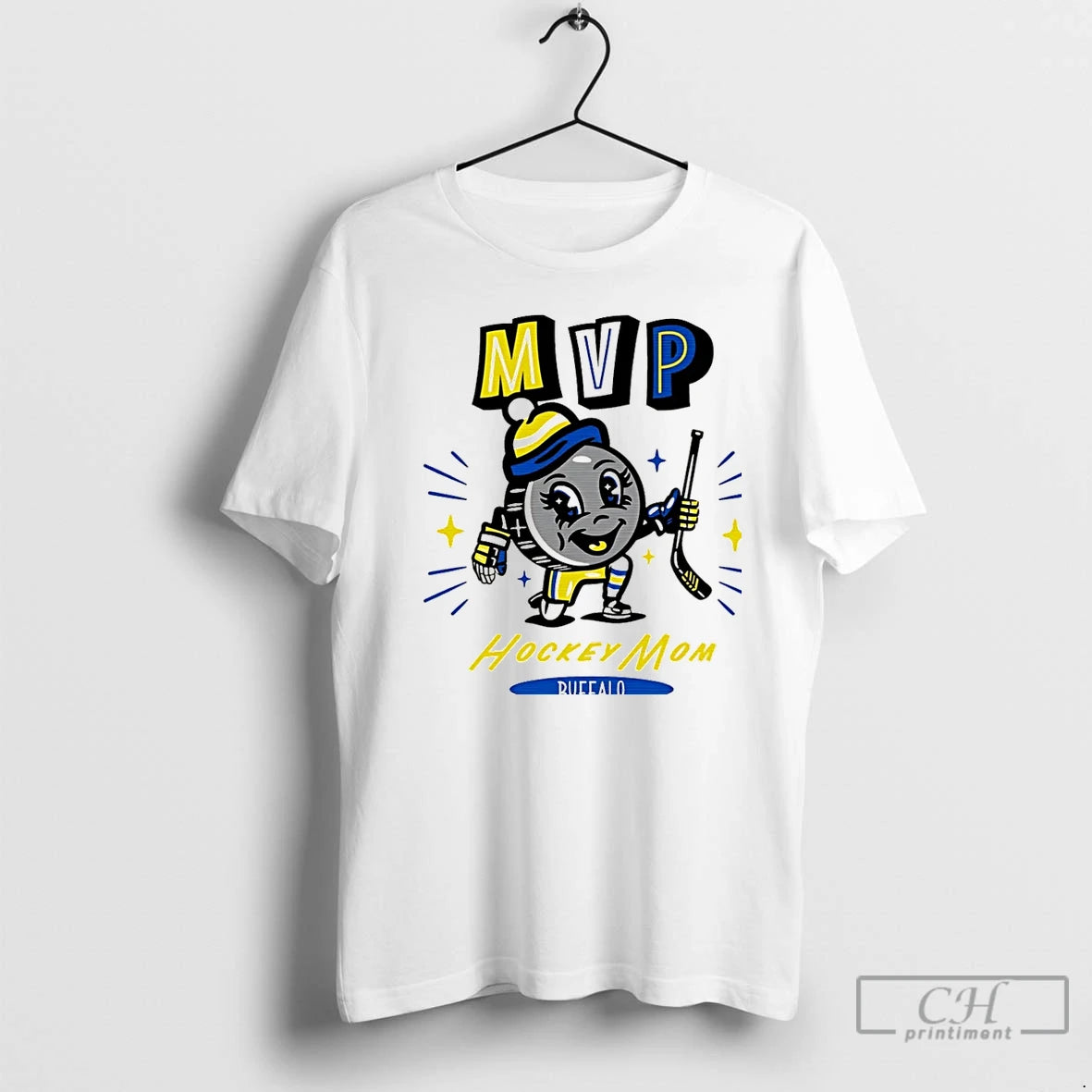 Classic Buffalo Hockey Mom Mvp 2025 Cartoon Christmas T-Shirts, Hoodie, Sweatshirt | TeeBloomCo.com