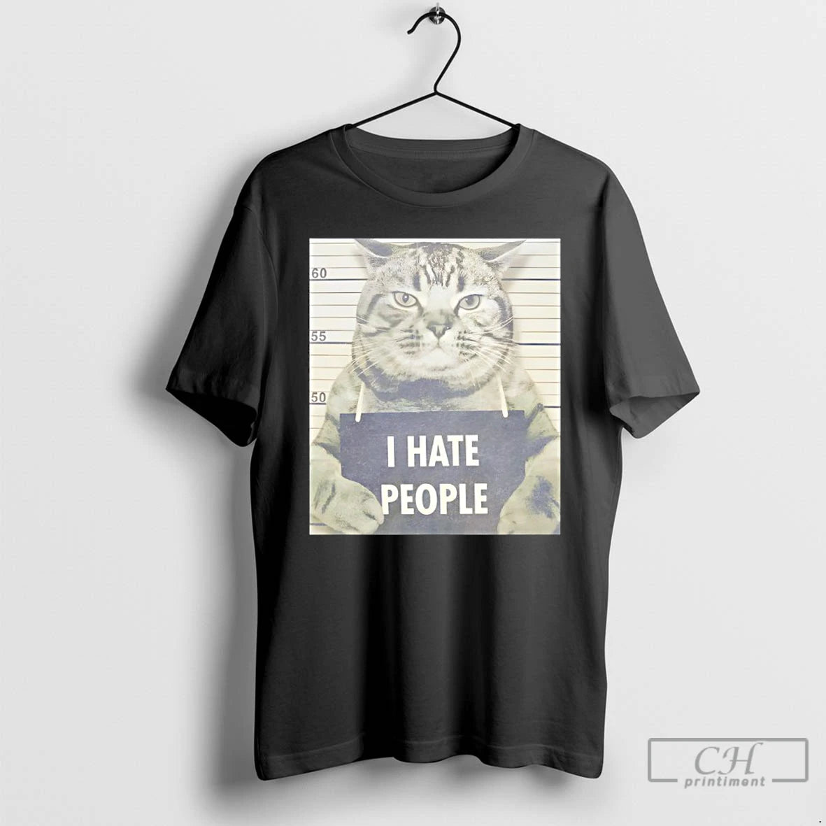Classic Cat Mugshot I Hate People Funny T-Shirts, Hoodie, Sweatshirt | TeeBloomCo.com
