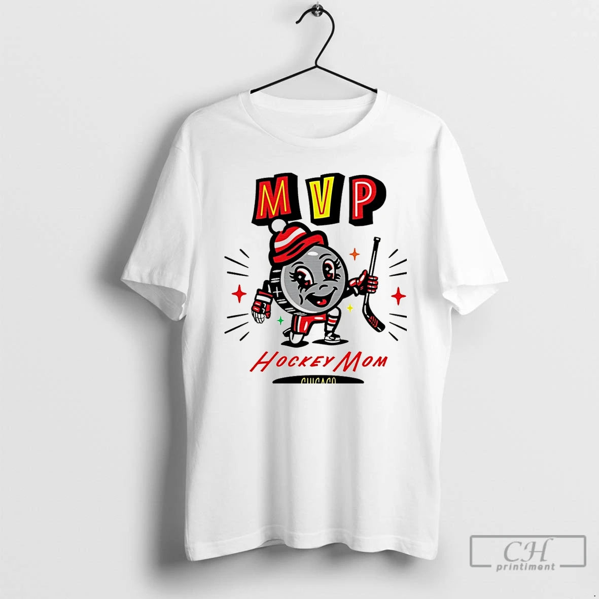 Classic Chicago Hockey Mom Mvp 2025 Cartoon Christmas T-Shirts, Hoodie, Sweatshirt | TeeBloomCo.com