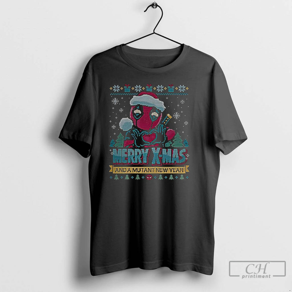 Classic Deadpool Merry Xmas And A Mutant New Year Ugly Christmas T-Shirts, Hoodie, Sweatshirt | TeeBloomCo.com