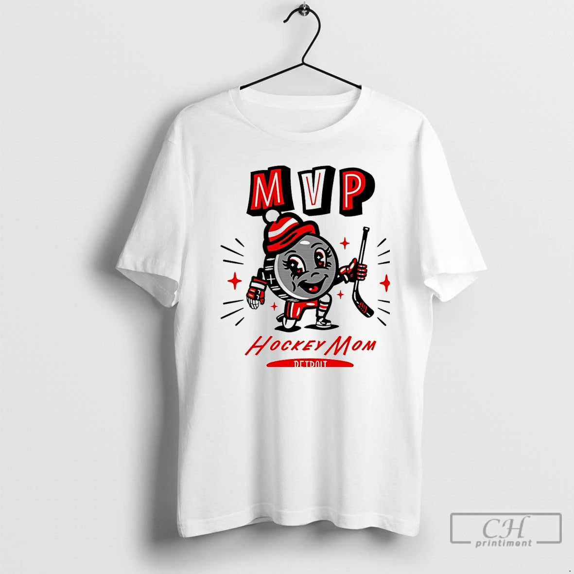 Classic Detroit Hockey Mom Mvp 2025 Cartoon Christmas T-Shirts, Hoodie, Sweatshirt | TeeBloomCo.com