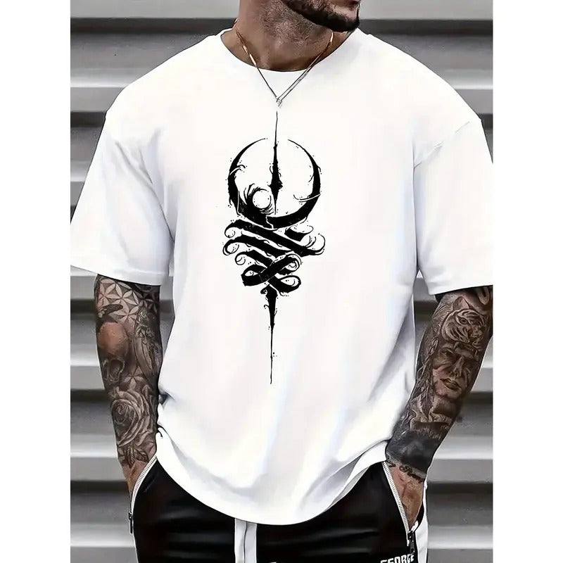 Classic Fit Summer Breathable Cotton Print Tee Shirt for Men