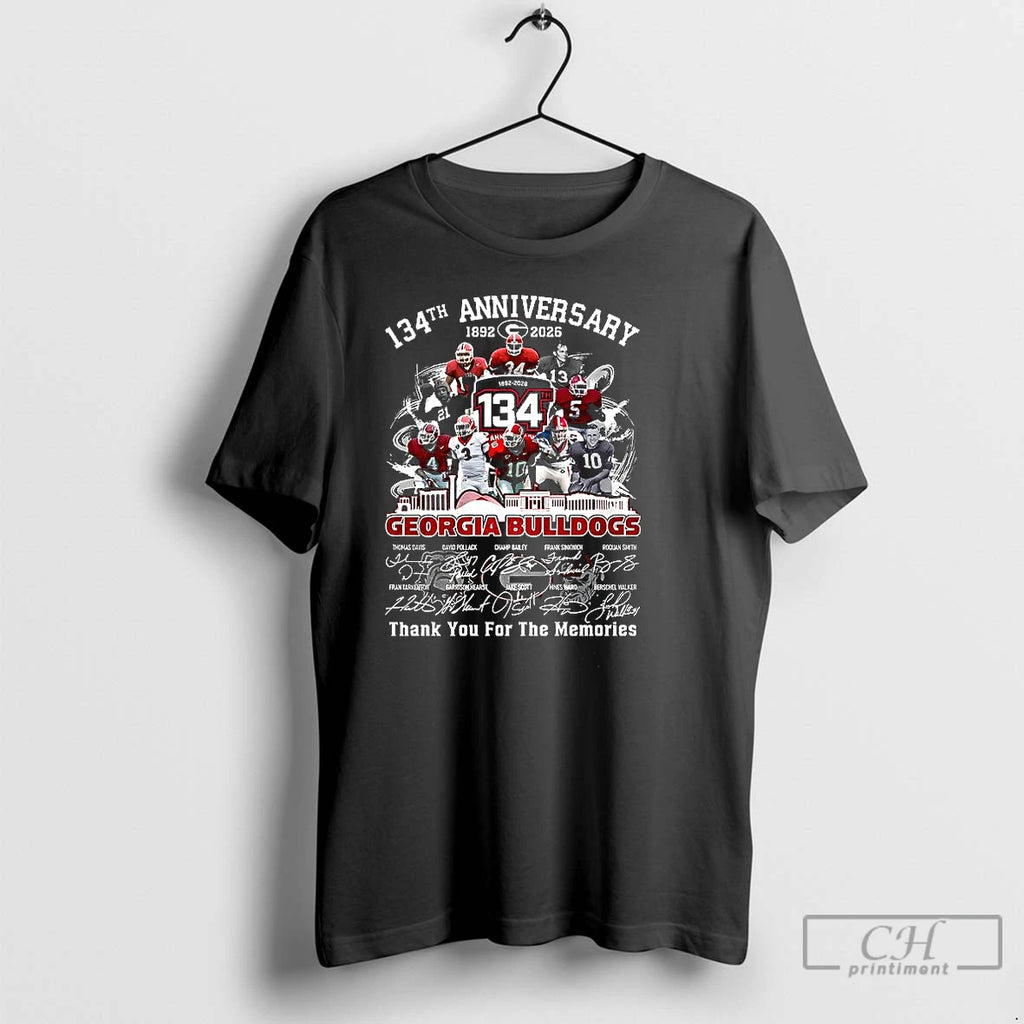 Classic Georgia Bulldogs 134th Anniversary 1892 2026 Thank You For The Memories Signature T Shirts Hoodie, Sweatshirt