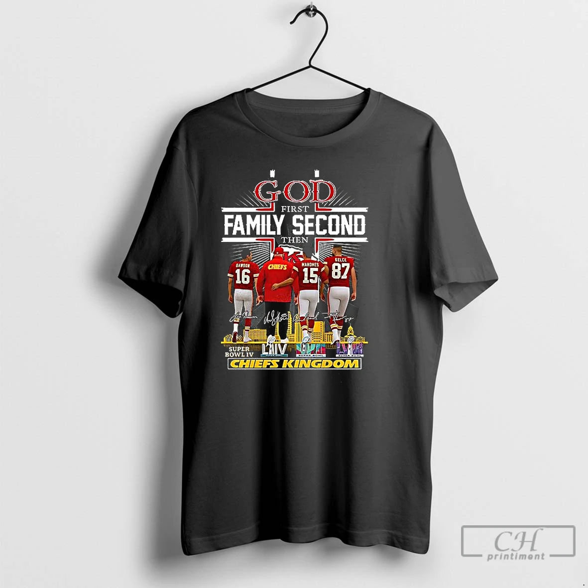Classic God First Family Second Then Chiefs Kingdom Signature T-Shirts, Hoodie, Sweatshirt | TeeBloomCo.com