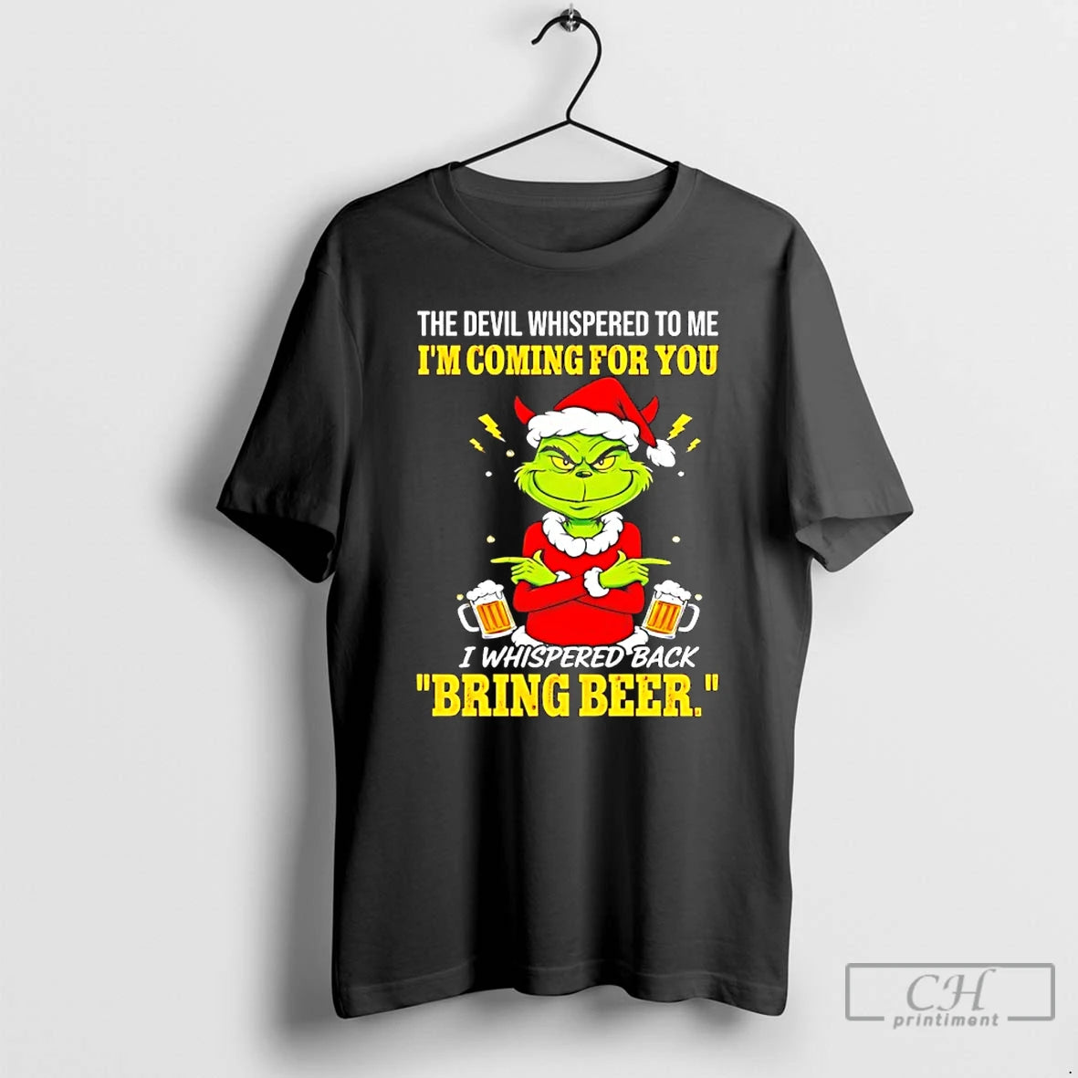Classic Grinch The Devil Whispered To Me Im Coming For You T-Shirts, Hoodie, Sweatshirt | TeeBloomCo.com