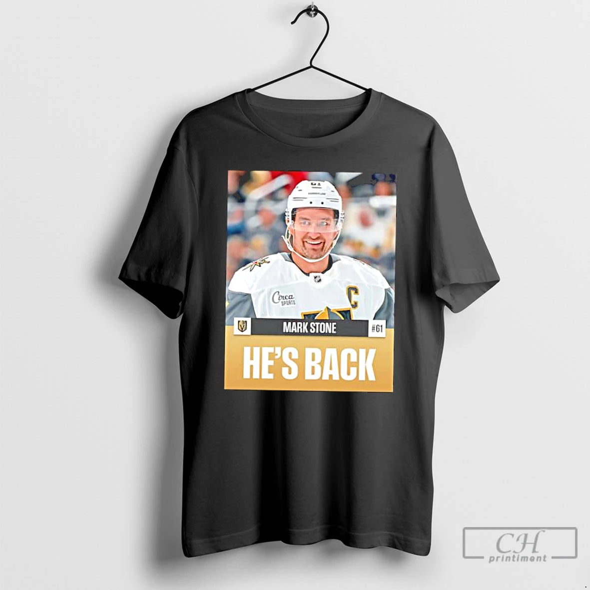 Classic Mark Stone Hes Back Vegas Golden Knights Stylish T-Shirts, Hoodie, Sweatshirt | TeeBloomCo.com