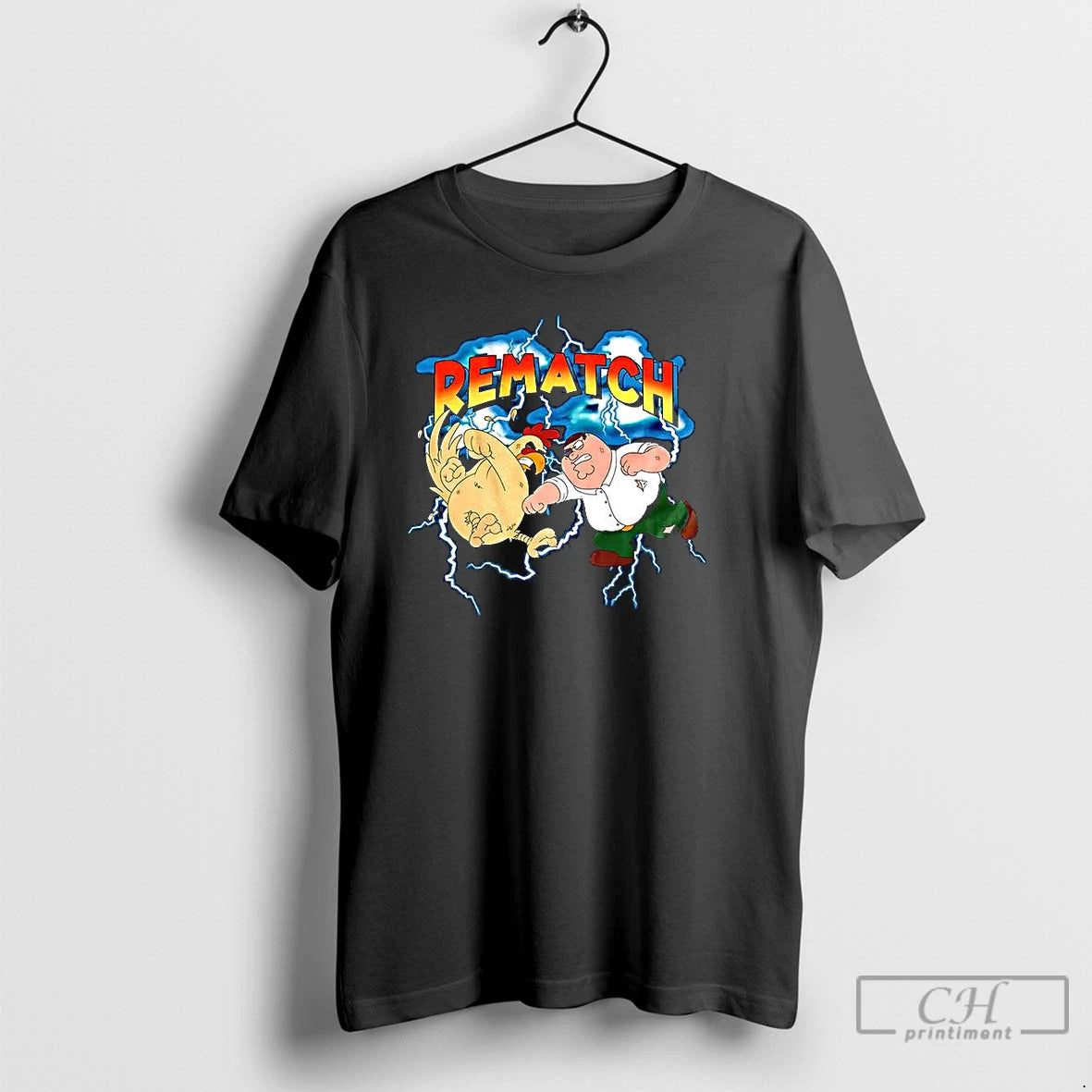 Classic Peter Griffin Vs Ernie The Giant Chicken Family Guy Fight Rematch Cartoon T Shirts Hoodie, Sweatshirt