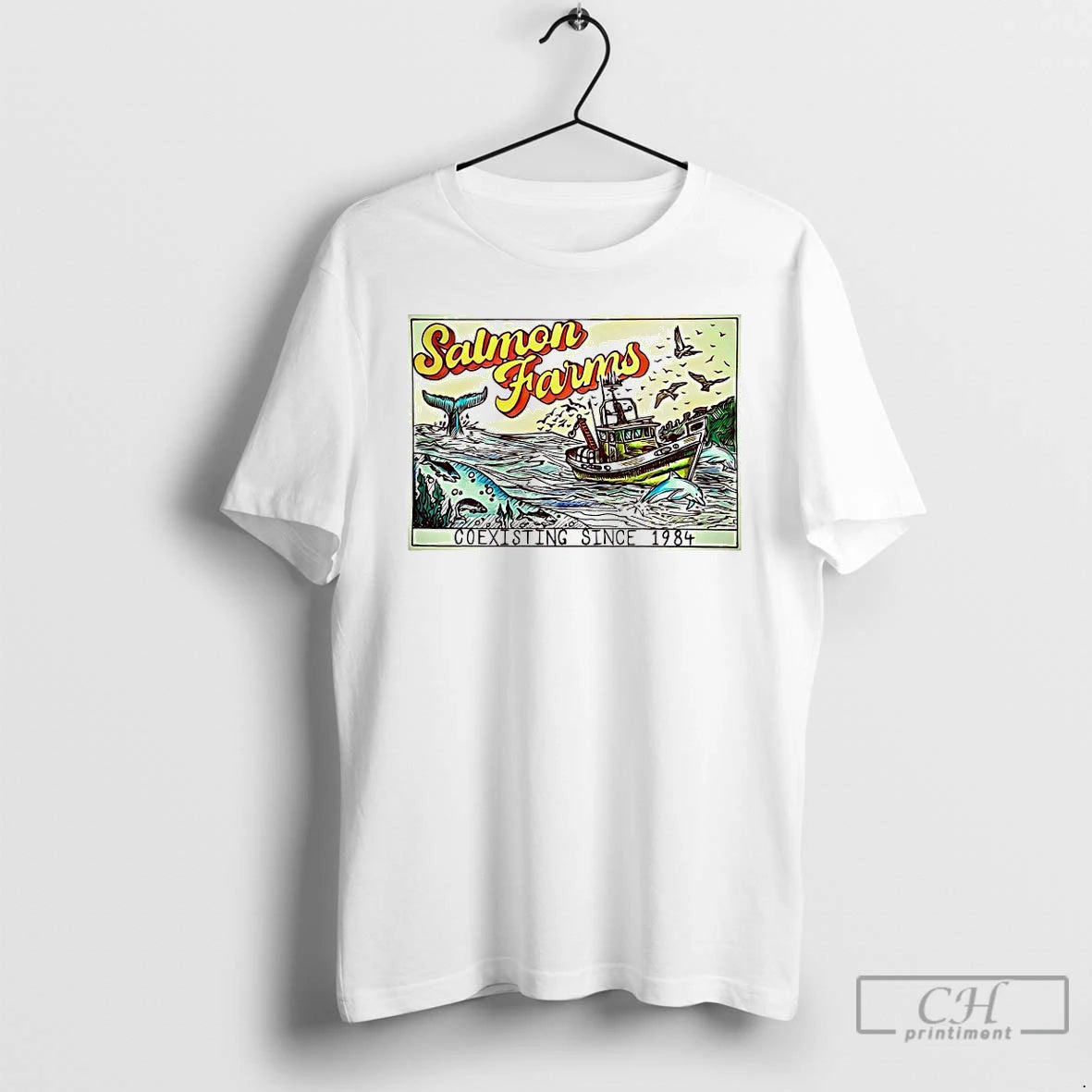 Classic Salmon Farms Coexisting Since 1984 T-Shirts, Hoodie, Sweatshirt | TeeBloomCo.com
