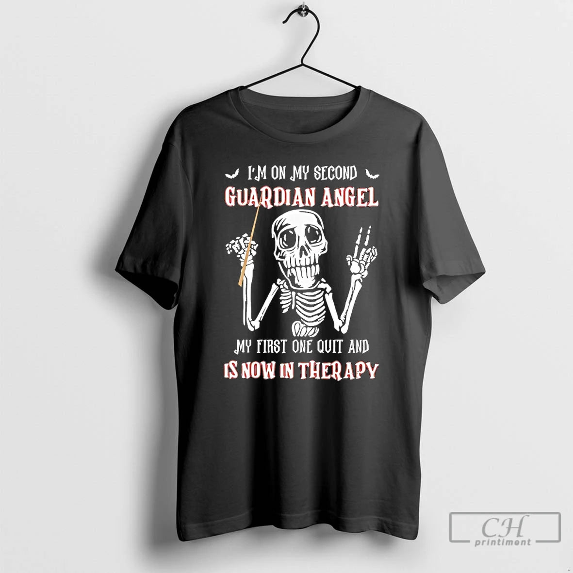 Classic Skeleton Im On My Second Guardian Angel My First One Out And Is Now T-Shirts, Hoodie, Sweatshirt | TeeBloomCo.com