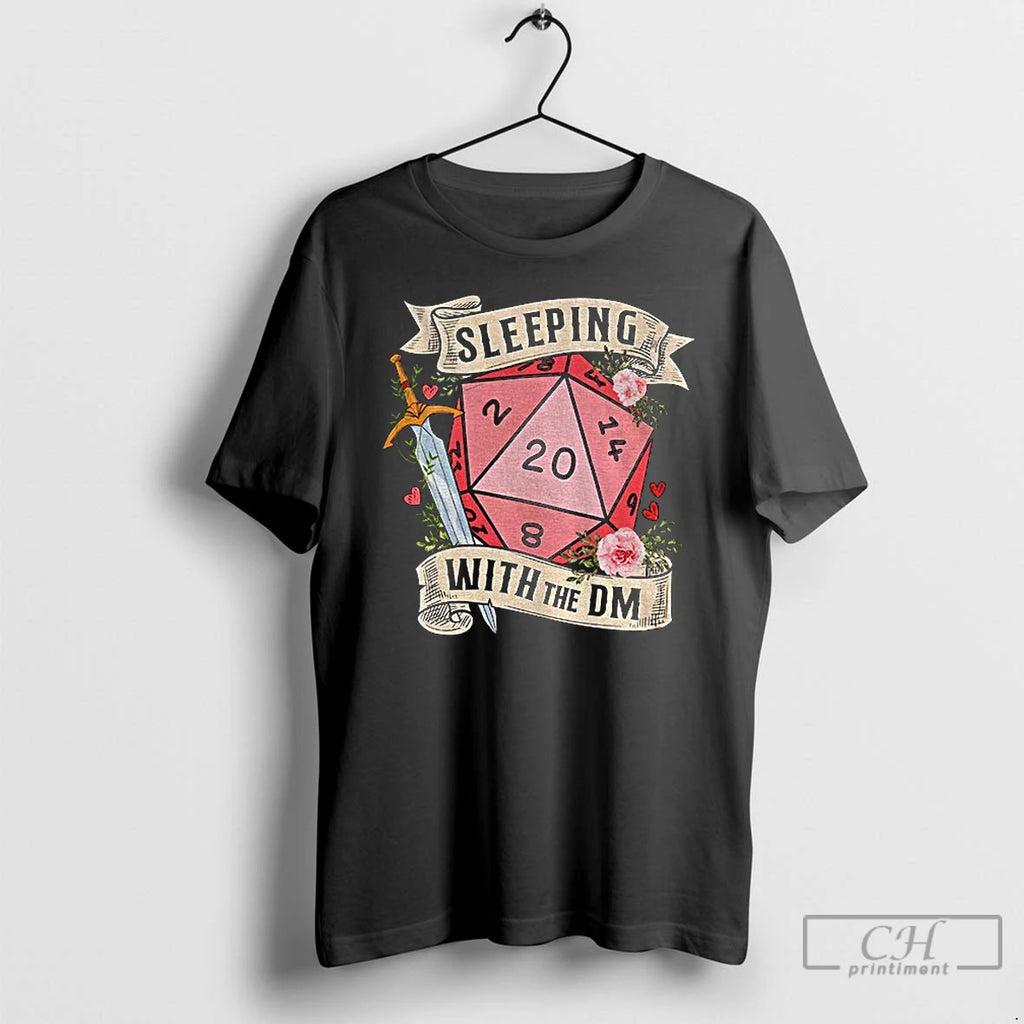 Classic Sleeping With The Dm Funny Dungeon Master Gamer Couple T-Shirts, Hoodie, Sweatshirt | TeeBloomCo.com