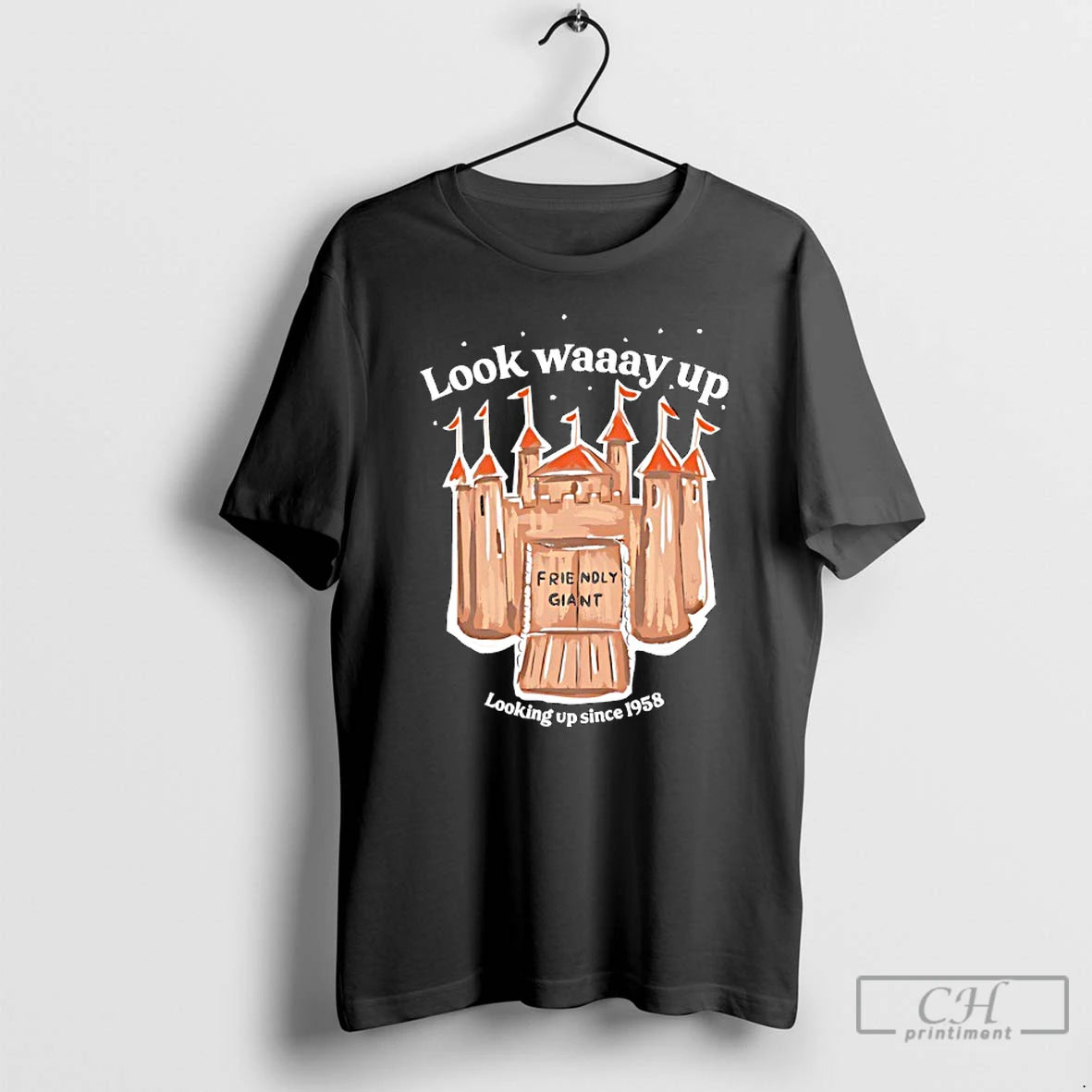 Classic The Friendly Giant Look Waaay Up Looking Up Since 1958 Graphic T Shirts Sweater Hoodie, Sweatshirt | TeeBloomCo.com