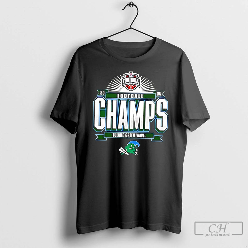 Classic Tulane Green Wave Green 2025 American Athletic Conference Football Champions T-Shirts, Hoodie, Sweatshirt